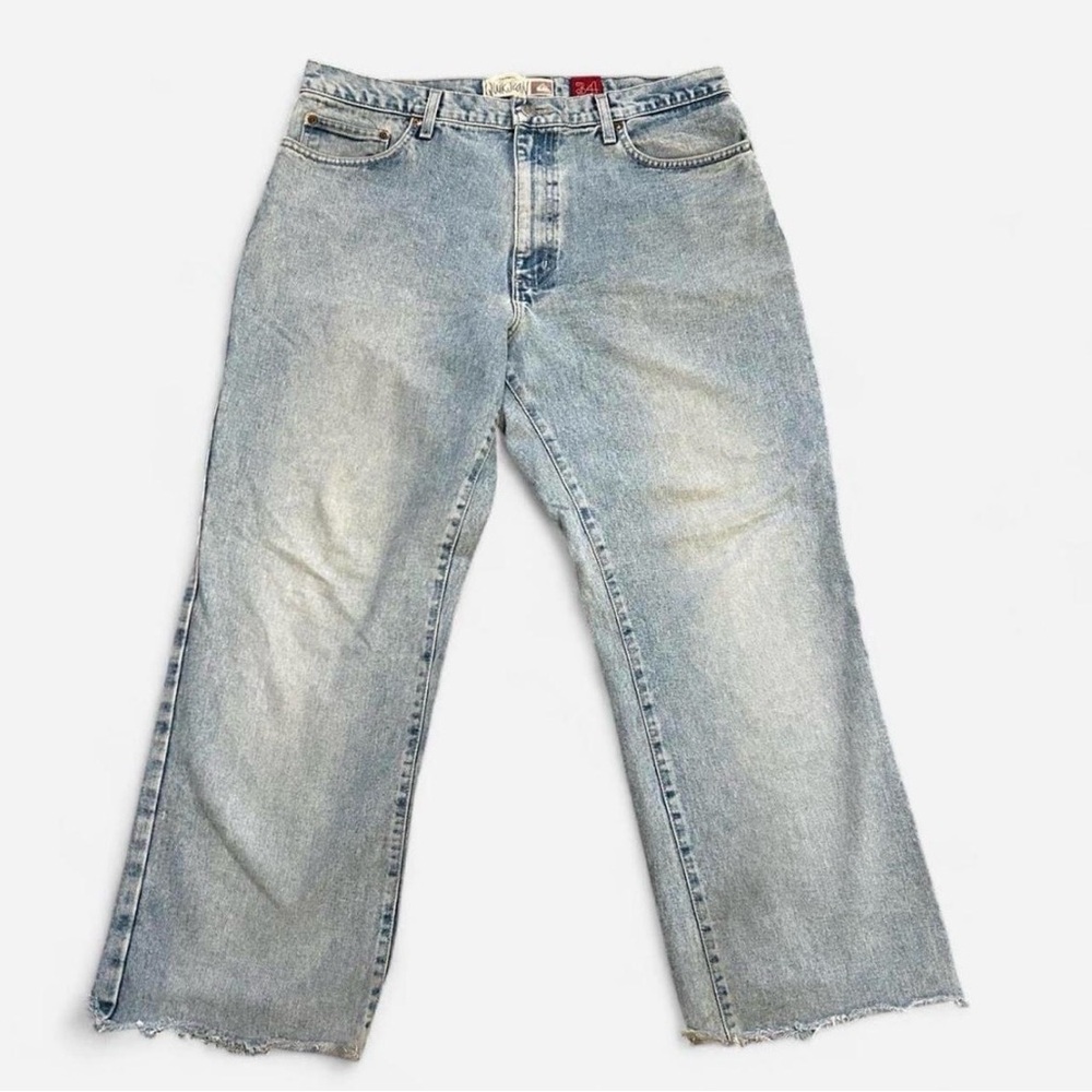 Light Wash Men’s Vintage Quiksilver Un-hemmed Jeans Sz 34 (35x27)